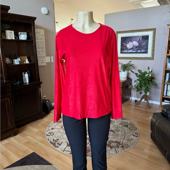 Mix It red velvet long sleeve sweater-size L - Picture 4 of 9